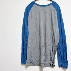 【L/XL】GEORGEラグラン長袖Tシャツ グレー ブルー メンズ