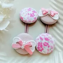 151✾︎ ハンドメイド　ヘアゴム2個セット　22㎜くるみボタン