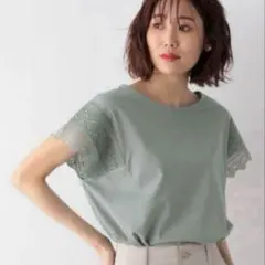 グローバルワーク　袖レースTシャツ　Mサイズ