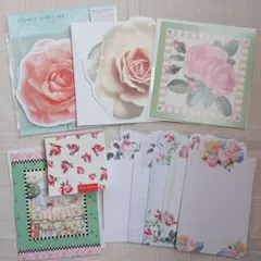 紙ものセット バラメモ  グリーティングカード レターセット 付箋メモ