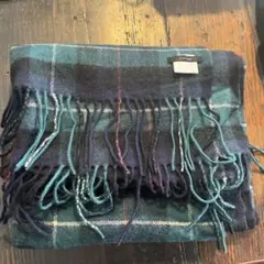 ターコイズ ネイビー チェック マフラー