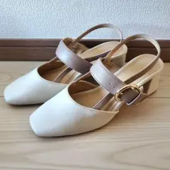 ベルト付きスクエアミュールサンダル　アイボリー