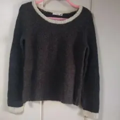 earth ダークグレー フリース風ニット 長袖 Free