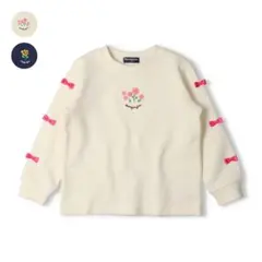 moujonjon お花刺繍リボン付き裏毛トレーナー