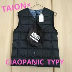 TAION×チャオパニック インナーダウンベスト S 薄手 ブラック