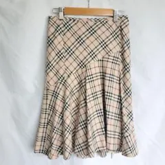 BURBERRY ノバチェック ベージュ フレアスカート ひざ丈 36