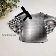 And Couture ワンショルダー リボン ギンガムチェック トップスのサムネイル
