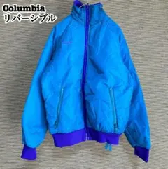 【コロンビア】中綿ジャケット　リバーシブル　グリーン紫　S　ワンポイント