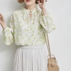 【超美品】ロペピクニック リーフ柄 ブラウス 2way シフォン フリル リボン