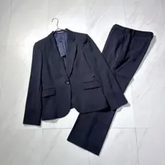 未使用級✨レミュー パンツスーツ セットアップ 洗える ストレッチ ネイビー系M