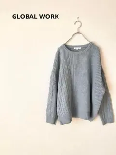 GLOBAL WORK グローバルワーク　ラメ入りリブニット　ブルー系