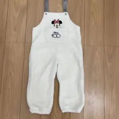 美品　ミニーマウス フリースオーバーオール 110 もこもこ　ディズニー　白