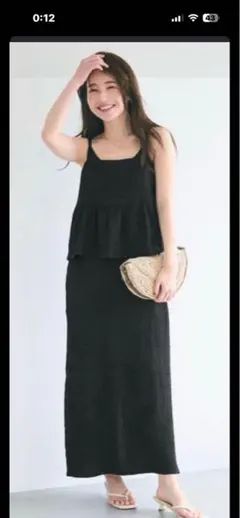 ブラックキャミソールロングワンピース　coca