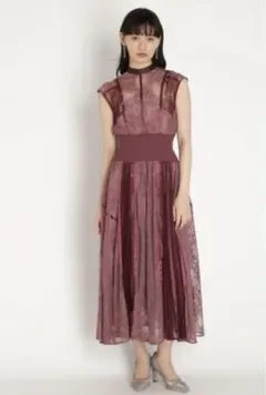 美品 スイッチングレースドレス snidel 0 ピンク