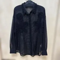 COCO DEAL 長袖 メッシュ シャツ ブラックのサムネイル