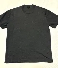 UNIQLO ダークグレー ク半袖ニットTシャツ M