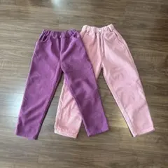 130 ピンク、パープル２つセット　裏起毛コーデュロイ ロングパンツ
