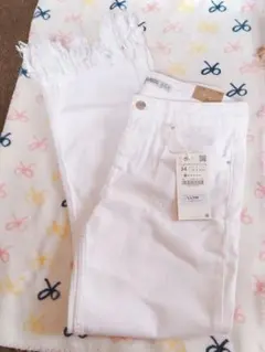 zara♡フリンジデニム 白