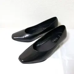 ASICS GIRO パンプス スクウェアトゥ本革 幅広 22.5 3E 黒