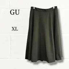 GU ジーユー フレアスカート XL カーキ ウエスト後ろゴム 大きいサイズ