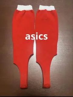 美品☆asics☆野球　ローカットストッキング　フリーサイズ　赤のサムネイル