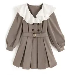 GRL ベルト付きチェック柄フリルカラープリーツミニワンピース