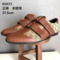 国内正規✨未使用GUCCI GGキャンバス×レザー ベルクロシューズ 27.5