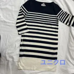 新品タグ付UNIQLO (ユニクロ) ボーダーワンピースWOMEN （七分袖）Ｍ