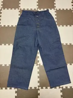 Wide straight rigid denim pants