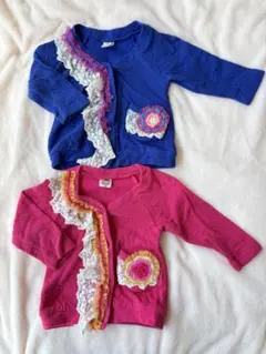 カーディガン　ピンク　ブルー　長袖　トップス　双子　80cm ベビー