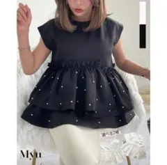 Myu♡スーパーストレッチ 裾パール フリルTシャツのサムネイル