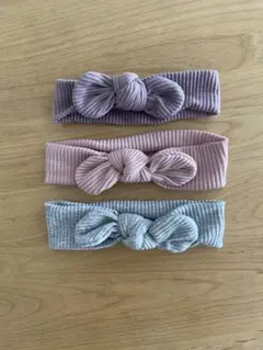 コーデュロイ ベビーヘアバンド3個セット