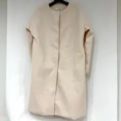 ノーカラーコート ベージュ レディースL相当 ロング 上品 春