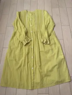 希少 河谷シャツ ロングシャツワンピース ジャガードドット フクロウ