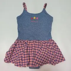 140★ミキハウス★ロゴ刺繍！お花アップリケ付き！ワンピース水着★