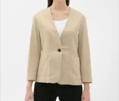 GU　リネンブレンド　ノーカラージャケット　XL　新品　大きいサイズ
