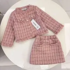 CHANEL キッズ ツイード セットアップ ピンク