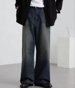 ダークブルーワイドレッグデニム