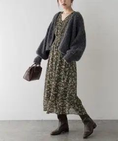 natural coutureピンタックプリーツお上品ワンピース