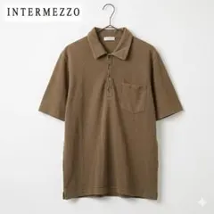 INTERMEZZO 鹿の子ポロシャツ 半袖 胸ポケット LLブラウン ダーバンのサムネイル