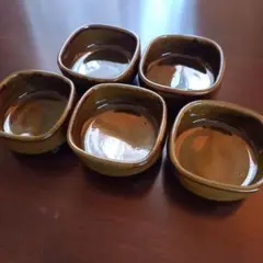 陶器製四角形小鉢5個セット