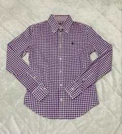 ラルフローレンRalph Lauren スリムフィット チェックシャツ　白/紫