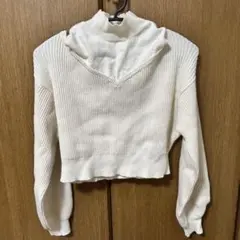 Heather ホワイト オフショルニット