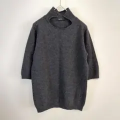 ✨カシミヤブレンド✨ MACPHEE カットネック ニット S チャコールのサムネイル