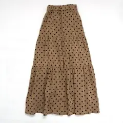 SACRA サクラ ポルカドットティアードスカート 36 ベージュ ロング