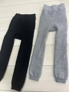 キッズ　裏起毛リブ編みレギンスタイツ