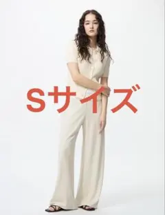ユニクロ UNIQLO クレープジャージーストレートパンツ ナチュラル