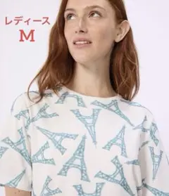新品未使用 タグ付 プチバトー レディースM 半袖パジャマ エッフェル塔 ブルーのサムネイル