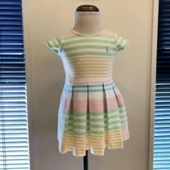 ラルフローレン　キッズ￼￼ストライプ 半袖ワンピース パンツ付き80cm