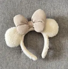 ミッキー耳カチューシャ コーデュロイリボン